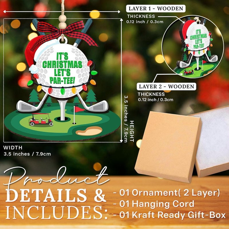 HEXMOZ Golf Christmas Ornaments 2025 - Christmas Golf Gifts for Men - Golfing Gifts for Golfers, Players, Fans - Cool Sports Present Ideas, Holiday Tree Decorations - Wood Xmas Ornaments - Image 2